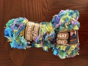 2 Skeins Bernat BOA Eyelash Yarn TOUCAN 81206 Blue Purple Green Yellow - Picture 1 of 7