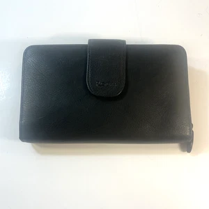 Rolfs Geldbörse Damen groß schwarz Echtleder Scheckbuchhalter 7" x 4" Doppelfaltung - Bild 1 von 10