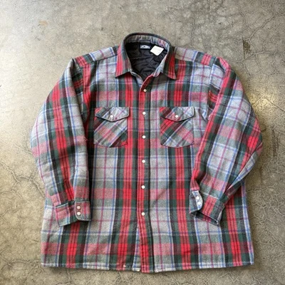 Chaqueta de Franela Acolchada De Colección GFC Trading Co Talla XL Perla Broches Rojo Cuadros Foto 1 de 4