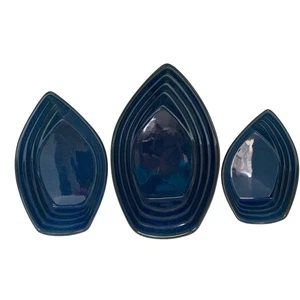 Set of Three Blue Nantucket Row Boats Stoneware Baking Dishes Nautical  - Picture 1 of 8