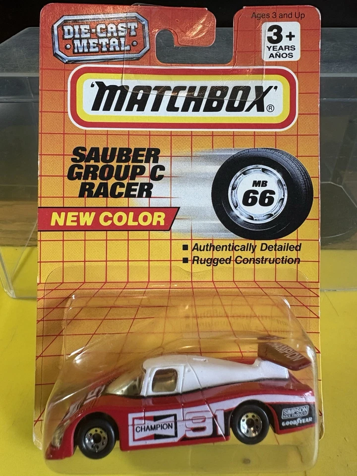 1993 Matchbox Sauber Group C Racer MB66 - New Color NIP HTF CHAMPION-GOODYEAR - Image 1 of 4