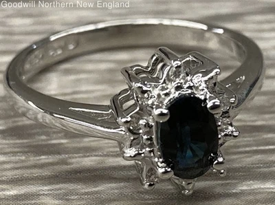 Anillo de piedras preciosas de oro blanco de 14K de 6 mm de espinela verde y topacio blanco tamaño 6,5 EE. UU. 2,93 g Foto 1 de 4