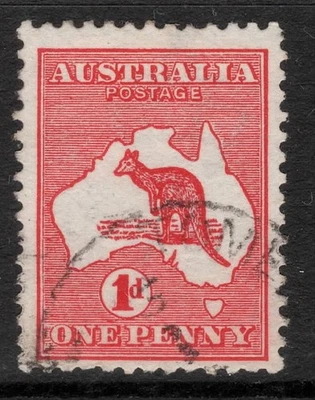 AUSTRALIA 1913-14 1d RED KANGAROO (DIE I) 1st WMK USED SG.2d P.12* - Image 1 of 3