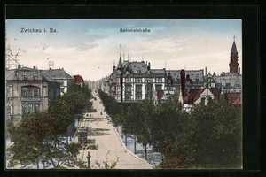 Zwickau i. Sa., Ansichtskarte, Bahnhofstraße 1915 - Picture 1 of 2