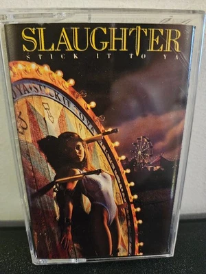 SLAUGHTER Stick It To Ya 1990 CASSETTE TAPE GLAM/HAIR METAL HARD ROCK CHRYSALIS - Image 1 of 4