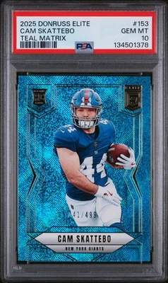 Cameron Skattebo #153 Teal Matrix /499 (RC) PSA 10 POP 2 - Image 1 of 4