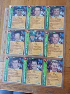 ACB GOLD TOPPS - 1999-2000 SPORTS CRICKET TRADING CARDS - TEST STARS 1-16  WARNE