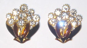 Espectaculares PENDIENTES LANCETTI FLOR ESMALTE CRISTAL DORADO DECLARACIÓN Italia - Imagen 1 de 3