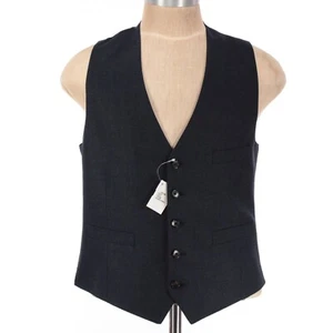 Lardini NWT 100% Wool Vest / Waistcoat Size 50 US 40 in Dark Blue/Black - Picture 1 of 7