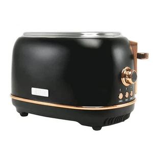 Haden Heritage 2 Slice Wide Slot Toaster w/Crumb Tray, Black/Copper (Open Box) - Picture 1 of 11