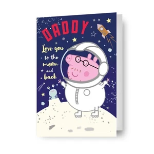 Tarjeta del Día del Padre | Feliz Día del Padre | Peppa Pig Love You To The Moon And Back - Imagen 1 de 6