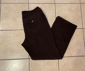 Women's 14 DRESSBARN Brown Straight Wide Leg Corduroy Pants 35x30 - Picture 1 of 8