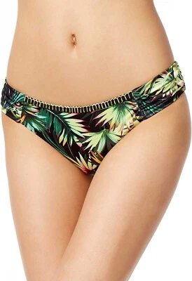 Parte inferior de bikini hipster con faja lateral palmeras 174351 para mujer Lucky Brand NEGRO talla M Foto 1 de 2