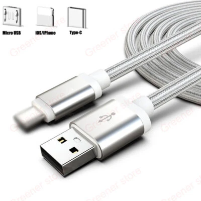 1M 2M 3M USB Data Charger Charging Cable fit for iPhone 6s 7 8 11 Android Type-C - Image 1 of 4