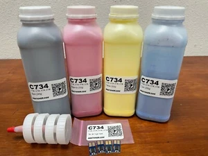 (240g/200g) 4 Toner Refill for Lexmark C734, C736, X734, X736, X738 + 4 Chip - Picture 1 of 2