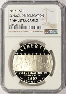 2007-P $1 School Desegregation Commemorative Silver Dollar NGC PF69 Ultra Cameo - Picture 1 of 2
