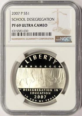 2007-P $1 School Desegregation Commemorative Silver Dollar NGC PF69 Ultra Cameo - Image 1 of 2