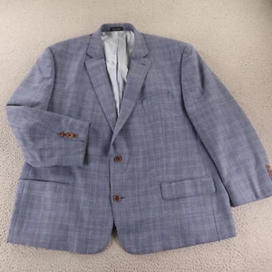Michael Kors Jacket 2XL Blue Check Linen Polyester Wool Blazer Sport Coat 50R - Picture 1 of 16