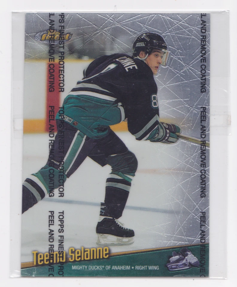 1998-99 TOPPS FINEST OVERSIZED REFRACTORS PARALLEL TEEMU SELANNE #1 of 7 DUCKS - Image 1 of 2