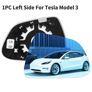 1PC Left Side Rearview Mirror Blue Lens Heating For Tesla Model 3 2017-2024 - Picture 1 of 11