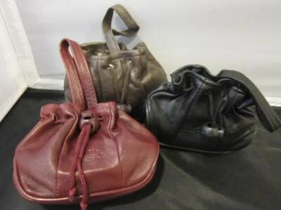 Gold Coral Mini Coin Purses Brown Black Burgandy Draw String Lot 3 - Image 1 of 3