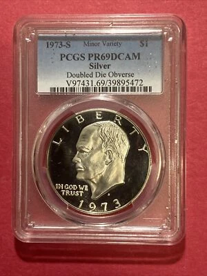 1973-S DDO Silver Eisenhower Minor Variety PCGS PR 69 DC * Double Die Obverse! * - Image 1 of 2