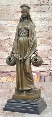 Portador de agua Aldo Vitaleh después de Dominique Alonzo - Escultura de bronce base de mármol Foto 1 de 4