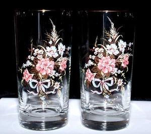 2 Floral West Virginia Drinking Glasses - Foto 1 di 3