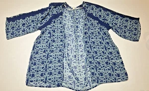 Charming Charlie open sheer blue crochet accent top medium casual summer sun - Picture 1 of 6