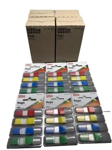 Case Of 24 Office Depot Multicolor Page Flags 140 count/pack= 3360 Total Flags! - Picture 1 of 6