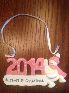 Adorno de Navidad personalizado 2014 muñeco de nieve niña - Imagen 1 de 1
