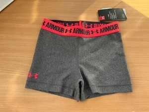 Under Armour Women's HeatGear Compression Shorts Small Grey/Coral New RRP £19.99 - Picture 1 of 2