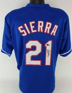 Ruben Sierra Signed Texas Rangers Blue Jersey (Beckett) AL RBI leader (1989) 