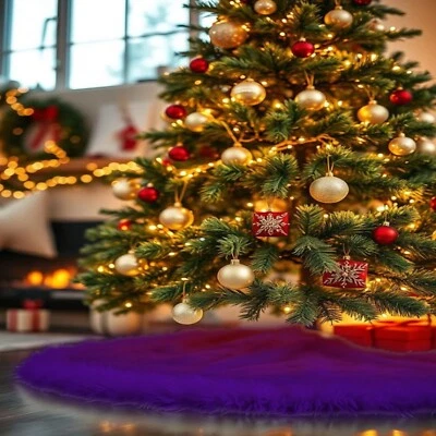 Falda de árbol de Navidad de piel sintética FabricLA - Peluche mullido para decoraciones navideñas Foto 1 de 4