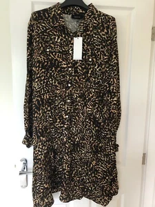 Karen Millen Leopard Print Shirt Dress Plus Size 24 New With Tags - Picture 1 of 4