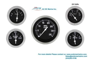 Heavy Duty Set of  5 Marine gauges Magnetic pickup 24V - Picture 1 of 7