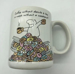 Vintage Markenzeichen ""Kaffee ohne Donut ist wie eine Woche ohne..." lustige Tasse/Tasse 1984 - Bild 1 von 5