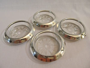 Set of 4 Vintage Frank M. Whiting & Co. Sterling Silver & Glass 3.75" Coasters - Picture 1 of 12