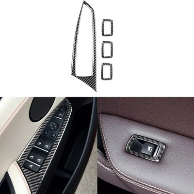 Cubierta del panel del interruptor de elevación de ventana de fibra de carbono para BMW X3 F25 X4 F26 2011-2017 Foto 1 de 4