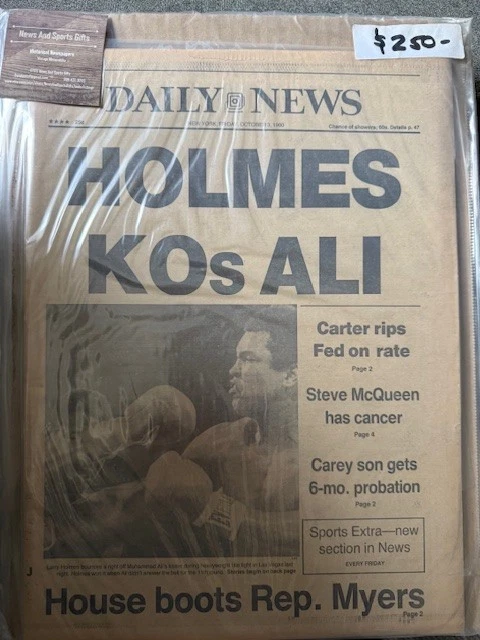 BOXING 1980 Campeonato Larry Holmes KO ALI todo el periódico NY Daily Foto 1 de 1