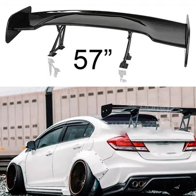 For Honda Civic SI DEL SOL 57" Rear Trunk Spoiler Racing GT Wing Gloss Black - Image 1 of 4