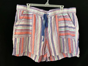 Lane Bryant shorts size 26 striped 5" inseam 4 pockets waist ties pull on - Picture 1 of 5