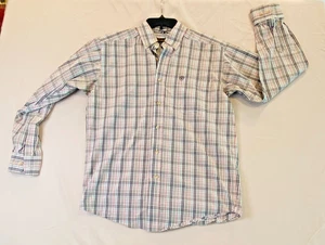 Ariat Pro Series Long Sleeve Button Down Shirt Mens Small Red Tan Plaid Western - Picture 1 of 8
