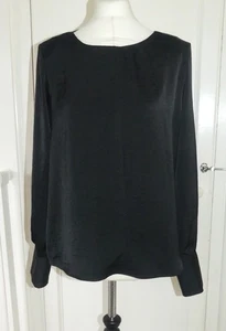 BNWT Next Black Satin Finish Long Sleeve Blouse Top UK 14 RRP £30 - Picture 1 of 6