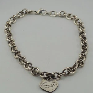 Tiffany & Co. Please Return To Heart Anhänger Kette Halskette 925 Sterling 16 cm - Bild 1 von 7