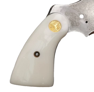 SMALL PANEL GRIPS FOR COLT PYTHON I E FRAME SIMULATED IVORY SMOOTH MED GOLD - Image 1 of 4
