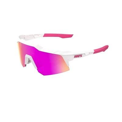 100% Speedcraft XS Sunglasses, Matte White/Pink Frame, HiPER Vital Pink Mirror L - Изображение 1 из 3