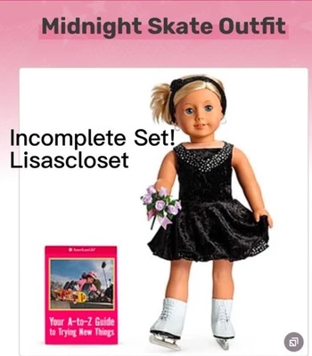 ¡Conocido! American Girl Muñeca Medianoche Patín Conjunto Vestido, Diadema, Patines Solo Foto 1 de 4