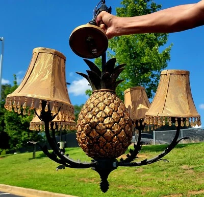 Preciosa araña de piña dorada vintage Regency con tonos ✨️ Foto 1 de 4