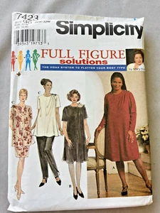 Vestido túnica pantalones falda Simplicity 7423 Full Figure Solutions talla GG 26W-32W HOAX - Imagen 1 de 3